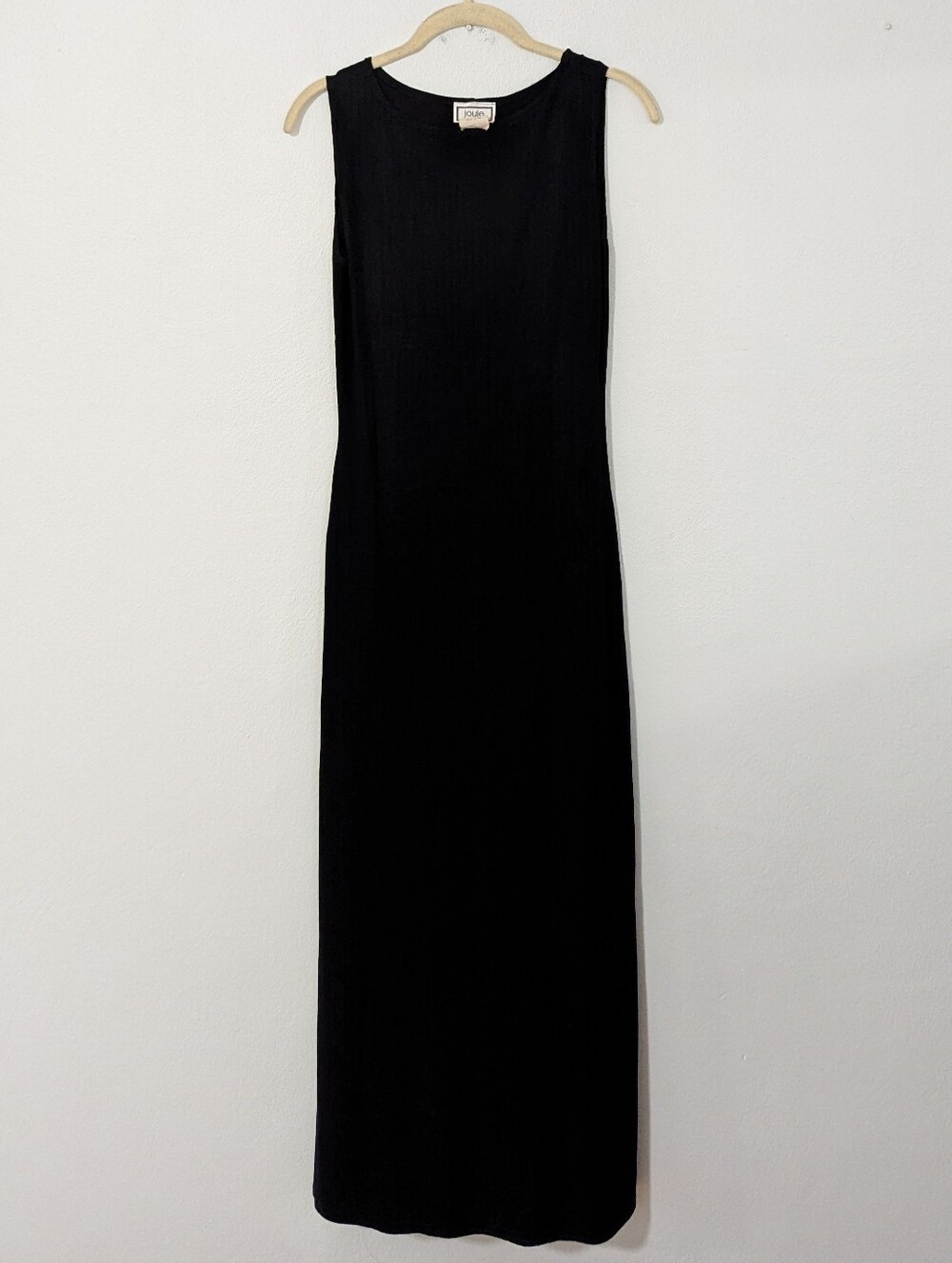 Vintage Y2K High Neck Sleeveless Crinkle Maxi Dress Lightweight Black Small S